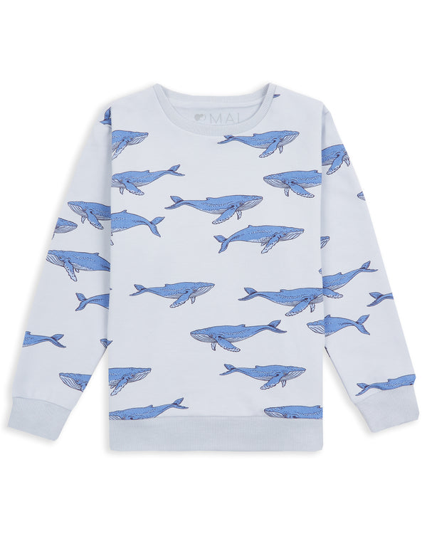 Organic Sweatshirt Blue Whales