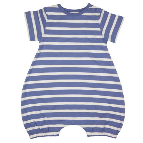 Baby Playsuit, Breton Stripe Summer Blue