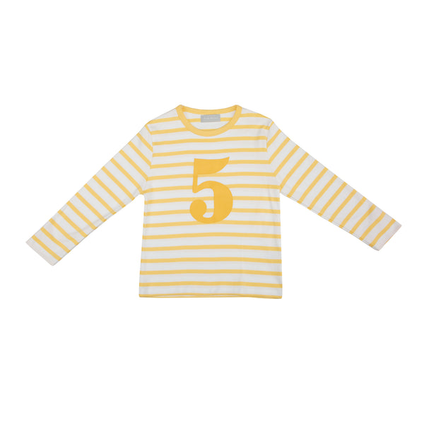 Buttercup & White Striped Number 5 T Shirt