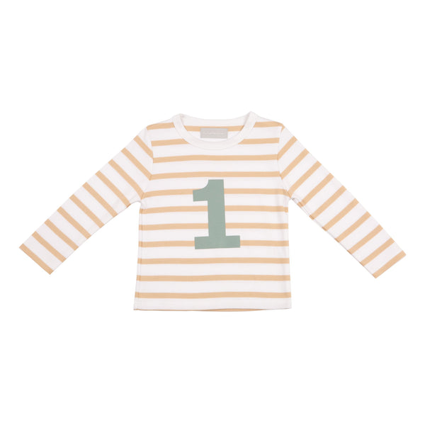 Biscuit & White Striped Number 1 T Shirt