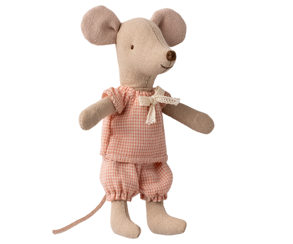 Little Sister Mouse in Box (Pink Check Outfit)