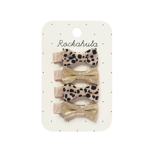 Leopard Shimmer Mini Bow Clips