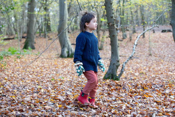 Navy Aran Knitted Jumper, Blue