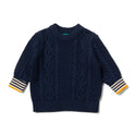 Navy Aran Knitted Jumper, Blue