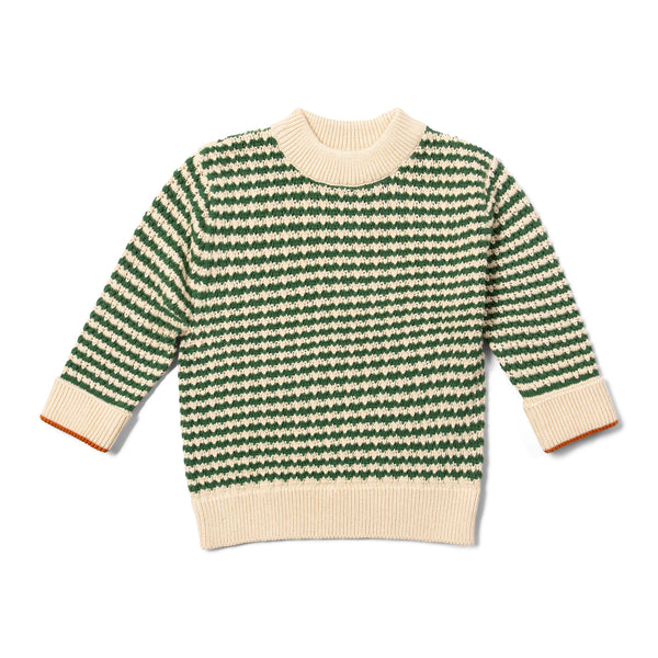 Olive Striped Snuggly Knitted Jumper
