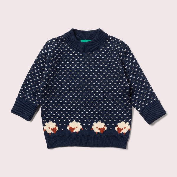 Navy Sheep Snuggly Knitted Jumper