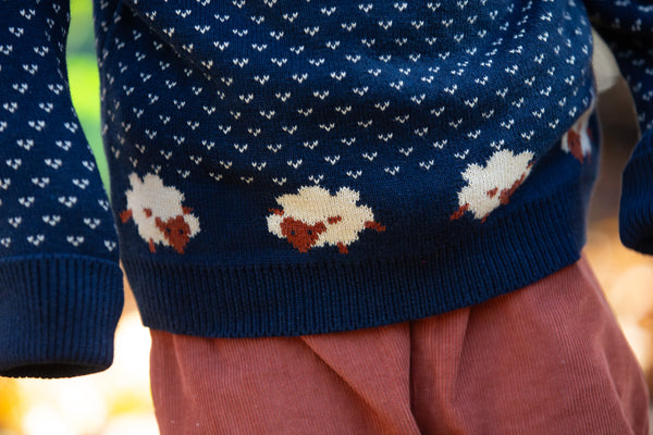 Navy Sheep Snuggly Knitted Jumper