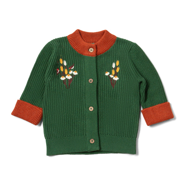 Autumn Fields Snuggly Knitted Cardigan, Green