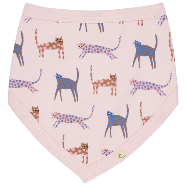 Reversible Bib - Cats, Pink