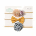 Baby Grey & Mustard Roses Hairbow Set