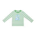 Grass Green & White Breton Striped Number 2 T Shirt