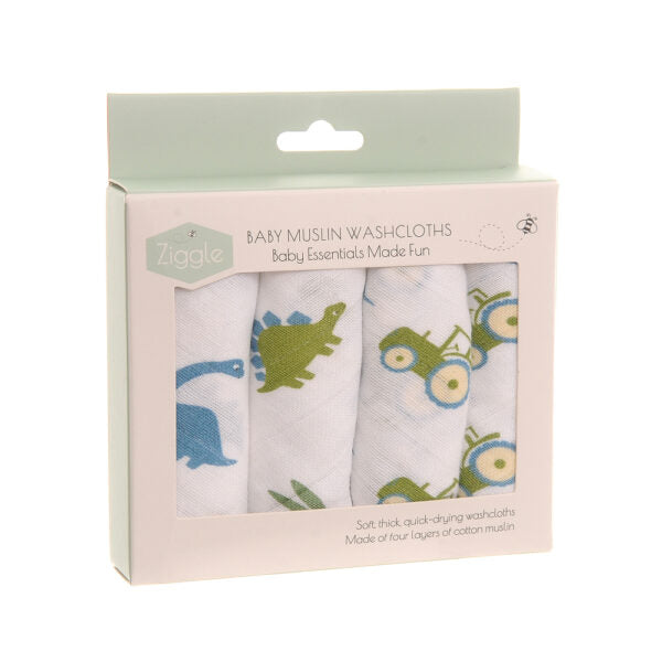 Blues Muslin Washcloth 4-pack