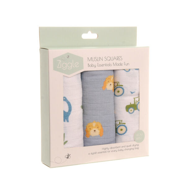 Blues Muslin Squares 3pk