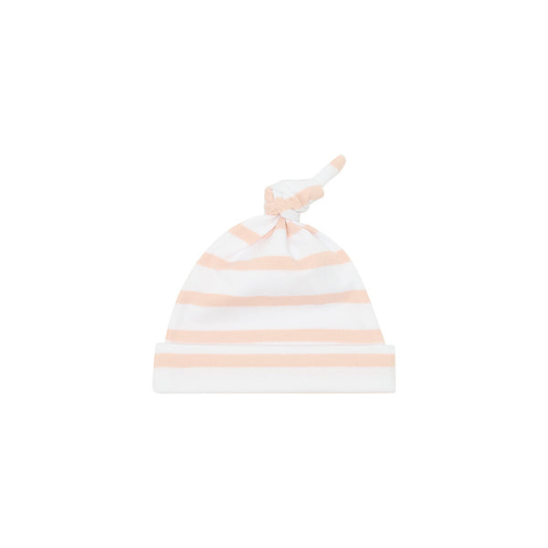 Powder Pink & White Breton Striped Hat (0-6m)
