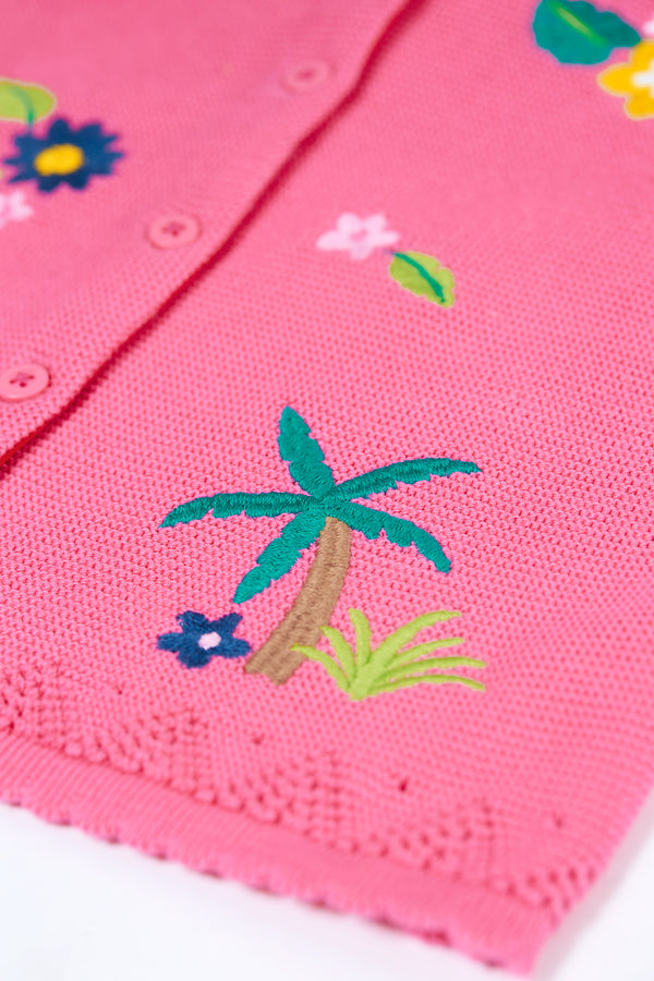 Maia Embroidered Cardigan, Hibiscus /Jungle
