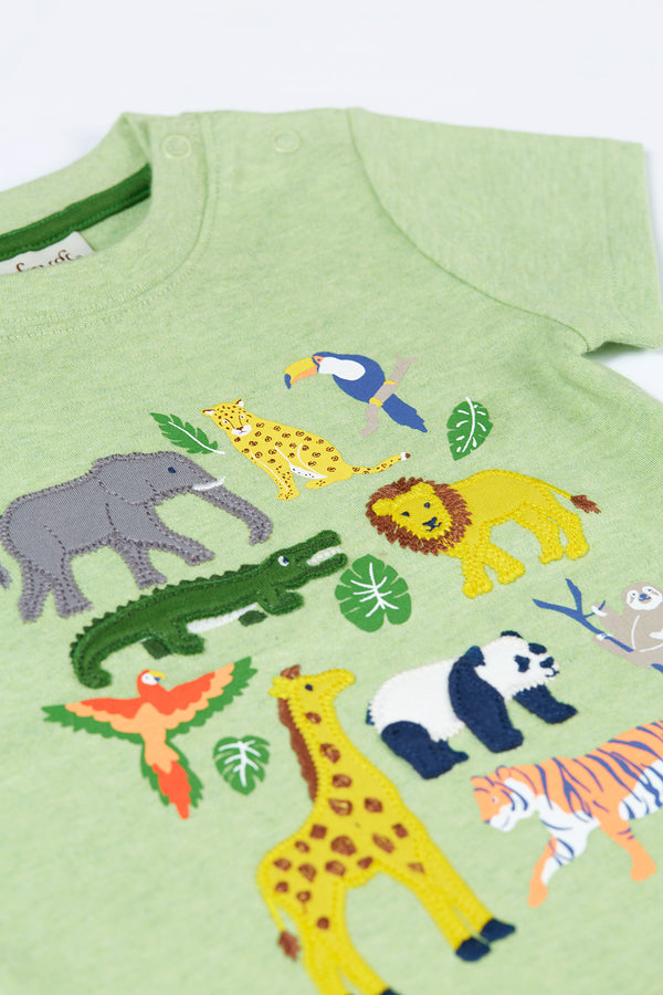 Little Creature Applique T-Shirt, Kiwi Marl/Jungle