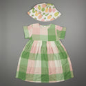 Pretty Muslin Dress (Check), Green/Pink