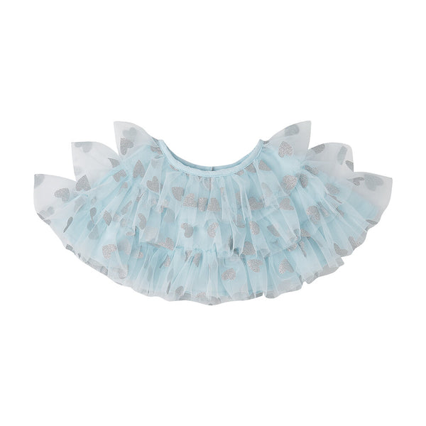 Sky Blue & Silver Glitter Heart Cape