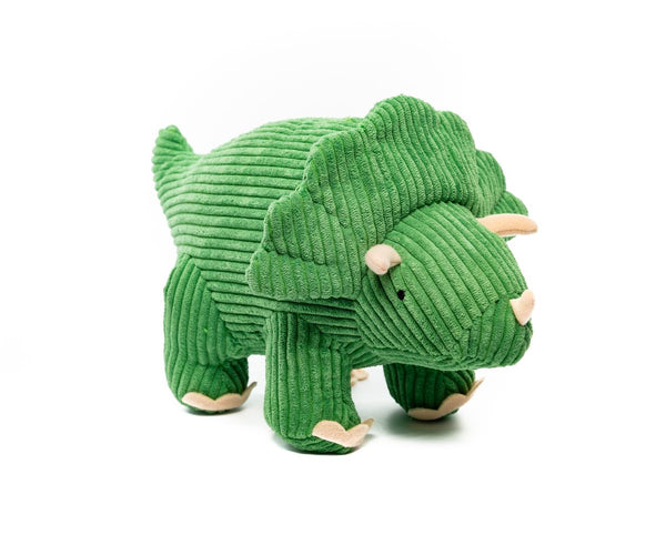 Medium Corduroy Triceratops Dinosaur Toy Green