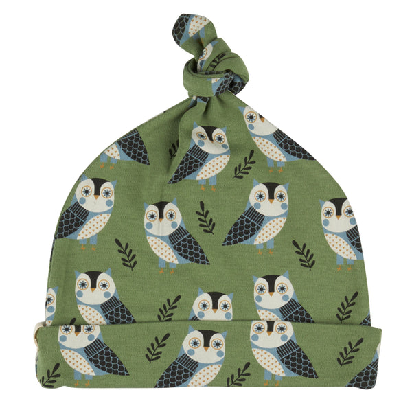 Knotted Hat - Owl, Green