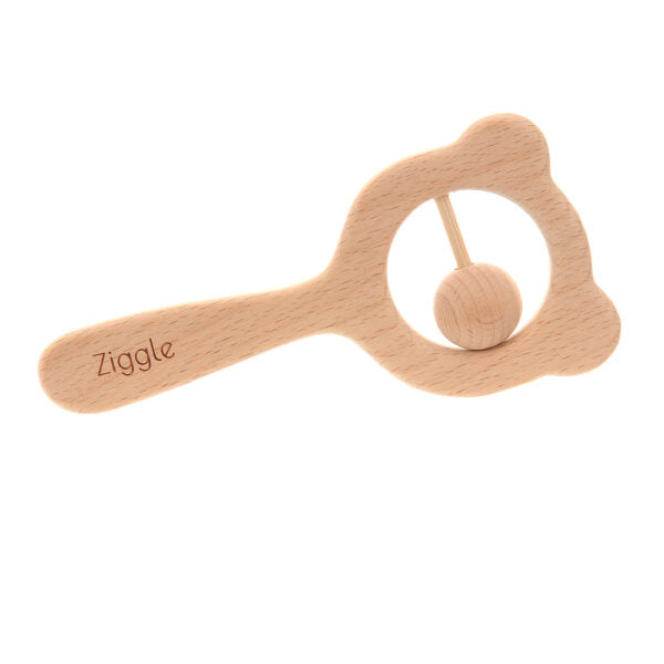 Wooden Teether & Rattle - Blush