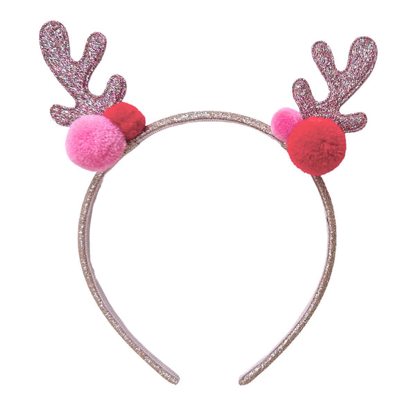 Jolly Pompom Reindeer Ears Headband