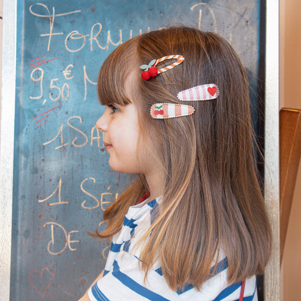 Cherry Stripe Fabric Clips