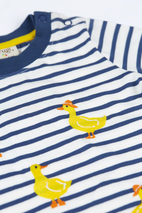 Ennis Embroidered T-Shirt, Navy Blue Stripe/Ducks