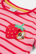 Camille Applique T-Shirt, Stripe/Strawberry