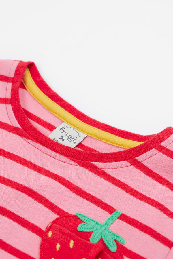 Camille Applique T-Shirt, Stripe/Strawberry