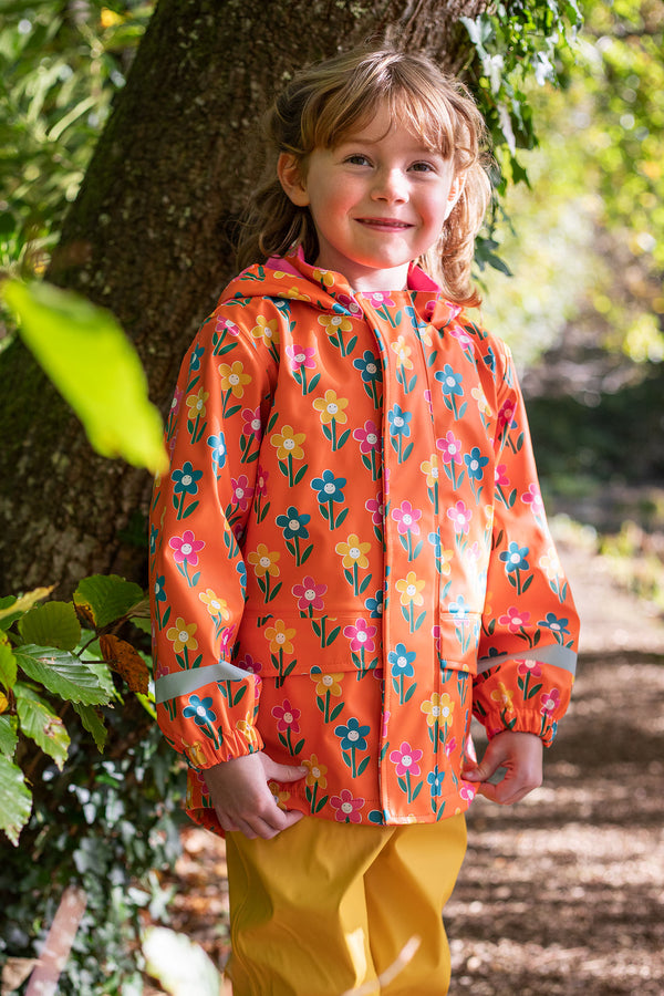 Puddle Buster Printed Coat, Fun Flowers