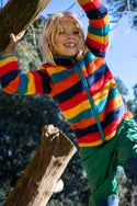 Zipped Ted Fleece Jacket, Autumn Stripe