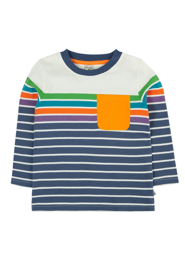 Piran Pocket Top, Navy Engineered Stripe
