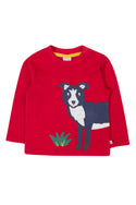 Adventure Applique Top. Berry Red/Sheepdog