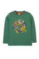 Terrific Applique Top, Holly Green/Birds