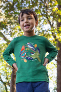 Terrific Applique Top, Holly Green/Birds