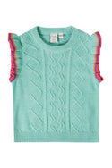 Raye Ruffle Tank Top, Lichen Marl/Rainbow