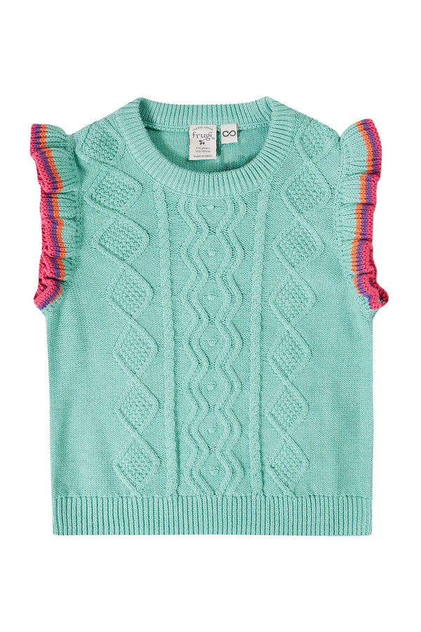Raye Ruffle Tank Top, Lichen Marl/Rainbow