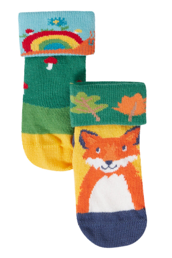 Fun Fold Over Socks 2 pk, Woodland Pals