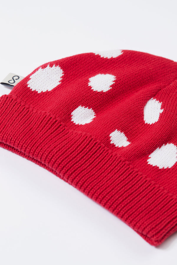 Noa Knitted Hat, Red/Mushroom (one size)