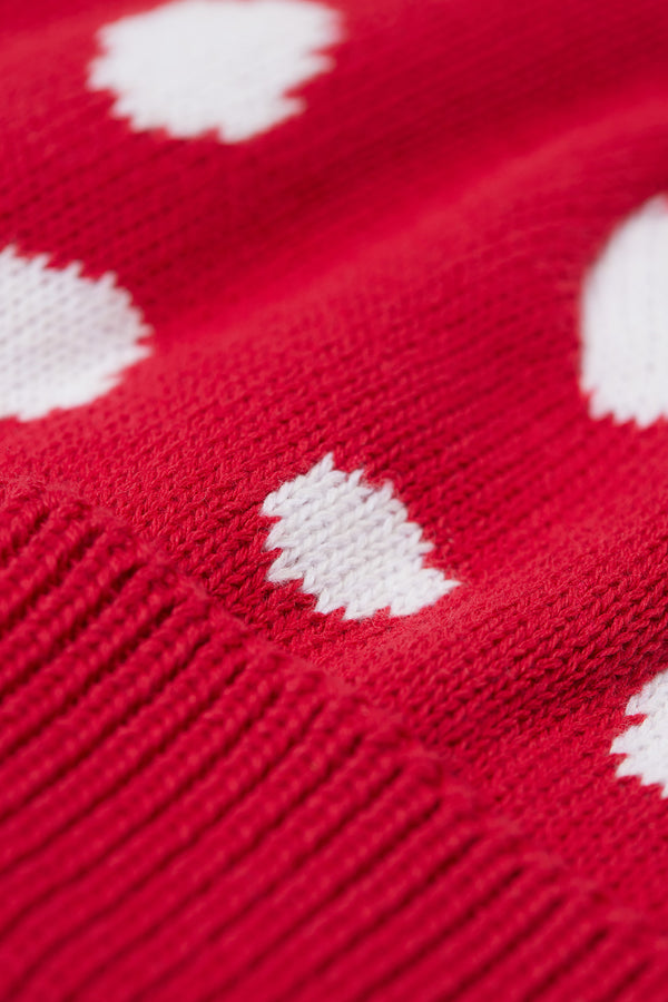 Noa Knitted Hat, Red/Mushroom (one size)