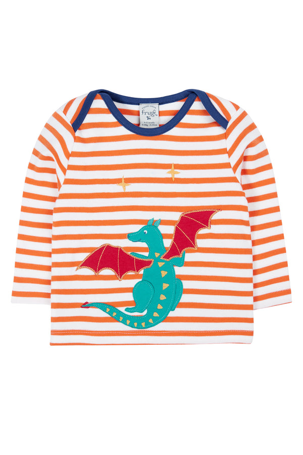 Bobby Applique Top, Salamander Stripe/Dragon