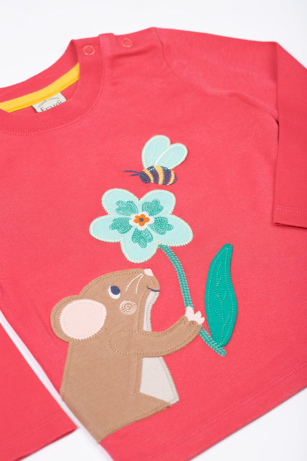 Adventure Applique Top, Rose/Mouse