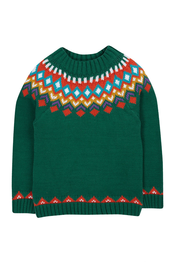 Fyfe Knitted Jumper, Holly Green Fair Isle