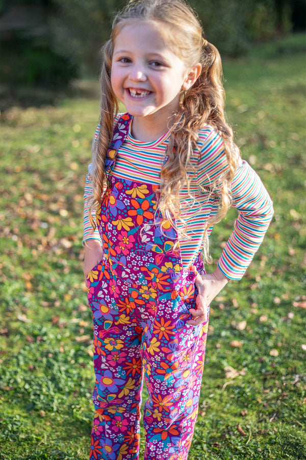 Frida Flared Dungarees, Retro Floral