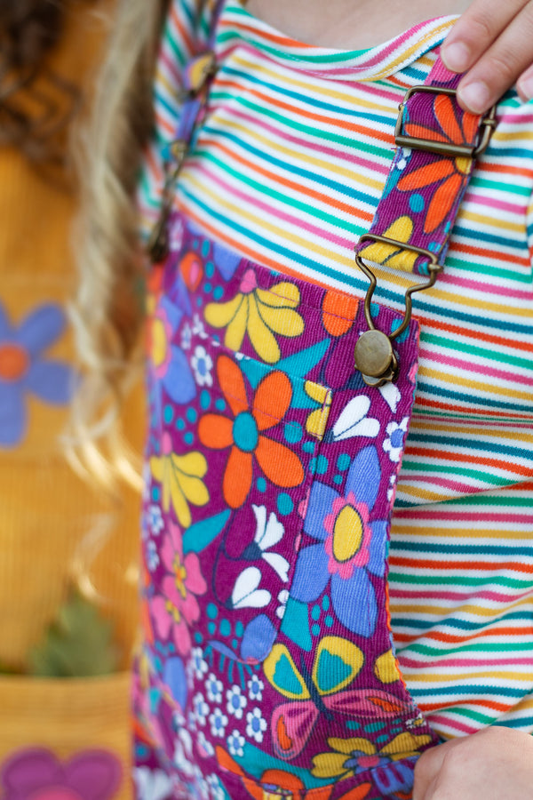 Frida Flared Dungarees, Retro Floral
