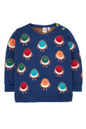 Jolly Knitted Jumper, Navy/Rainbow Robins