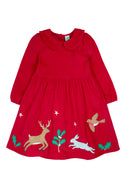 Peony Cord Dress, Berry Red/Robin