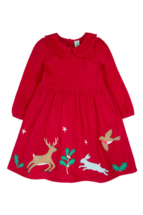 Peony Cord Dress, Berry Red/Robin