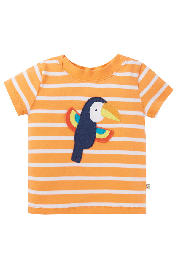 Easy On Interactive T-Shirt, Neon Tangerine Breton/Toucan